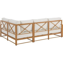 Salon de jardin canapé d'angle - Aluminium effet bois - 5 personnes -