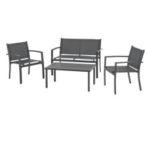 Salon de jardin - Structure Acier - 4 personnes - Gris