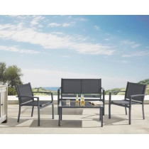 Salon de jardin - Structure Acier - 4 personnes - Gris