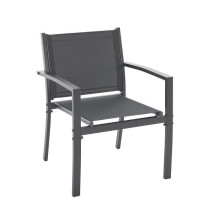 Salon de jardin - Structure Acier - 4 personnes - Gris