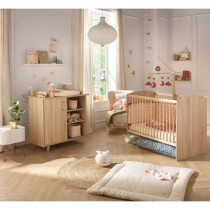 Chambre duo bébé - SAUTHON - Sam Chene doré - Lit bébé 120 x 60 c