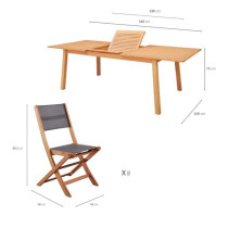 Ensemble repas de jardin 6 a 8 personnes - Table extensible 180/240 x