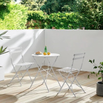 Bistro set - Garden meal set - Folding table Diam. 60 cm + 2 chairs -