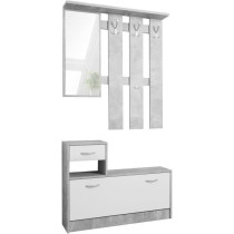 Vestiaire Rudolf - Décor béton structuré / blanc - 100 x 180 x 25 c