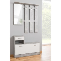 Vestiaire Rudolf - Décor béton structuré / blanc - 100 x 180 x 25 c