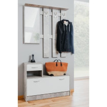 Vestiaire Rudolf - Décor béton structuré / blanc - 100 x 180 x 25 c