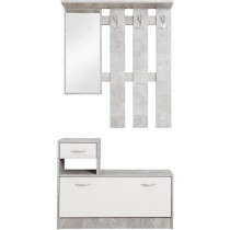 Vestiaire Rudolf - Décor béton structuré / blanc - 100 x 180 x 25 c