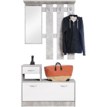 Vestiaire Rudolf - Décor béton structuré / blanc - 100 x 180 x 25 c