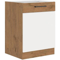 ROCK - Meuble bas - Mélaminé chene Lancelot et Blanc brillant - 60 c