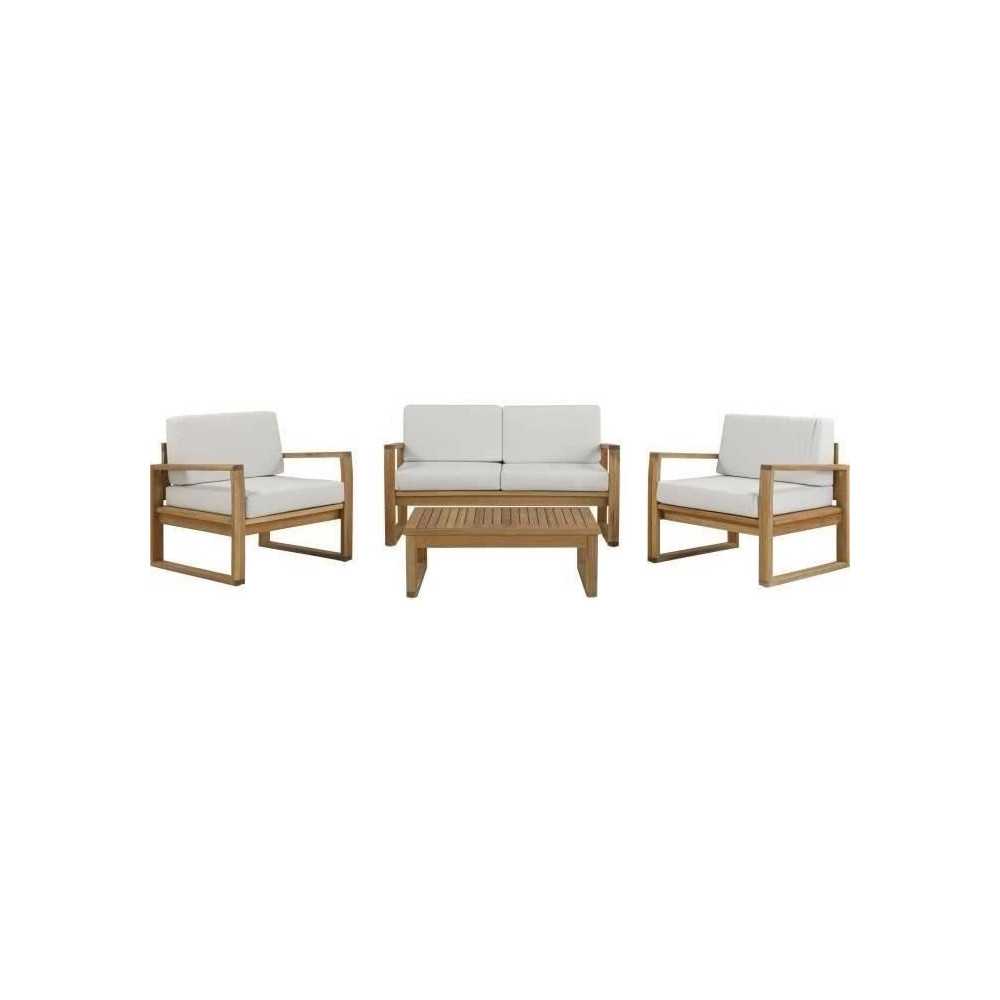 Salon de jardin en bois d'Acacia FSC - PALAWAN - 4 personnes - Coussin