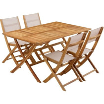 Ensemble repas de jardin en bois d'eucalyptus FSC - BANGGI - 4 personn