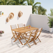 Ensemble repas de jardin en bois d'eucalyptus FSC - BANGGI - 4 personn