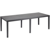 Queen outdoor dining table with rattan effect - Anthracite - 220 x 90