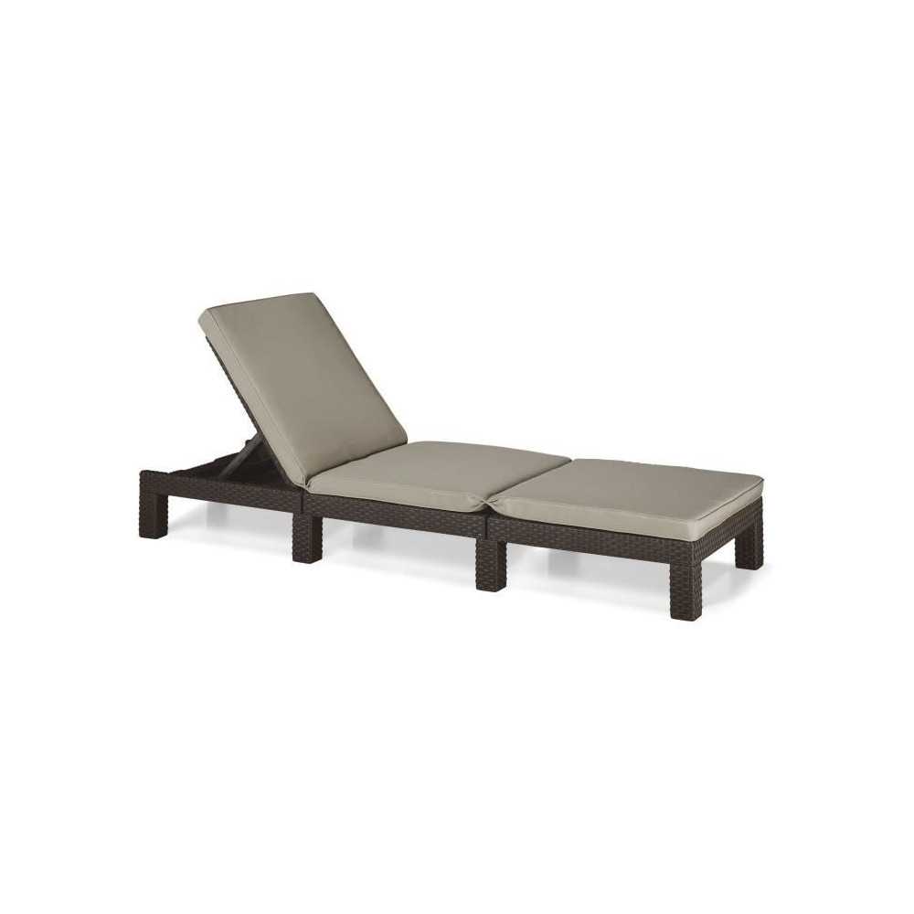 ALLIBERT woven resin imitation sun lounger with cushions - 4 positions