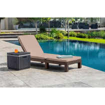 ALLIBERT woven resin imitation sun lounger with cushions - 4 positions