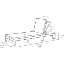 ALLIBERT woven resin imitation sun lounger with cushions - 4 positions