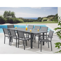 Ensemble repas de jardin 6 a 8 personnes : Table extensible 180-240 cm