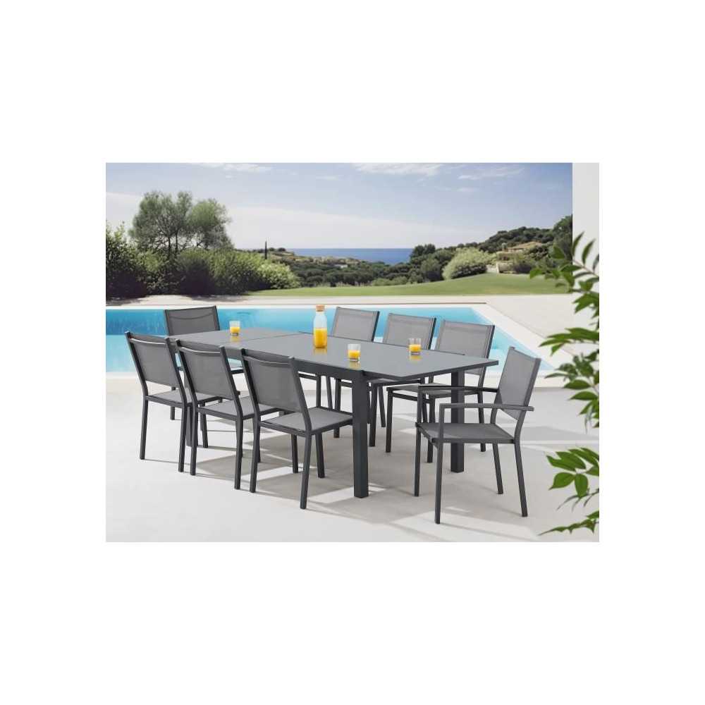 Ensemble repas de jardin 6 a 8 personnes : Table extensible 180-240 cm