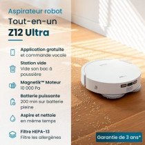 EZICLEAN All In One Z12 Ultra - Connected robot vacuum cleaner with em