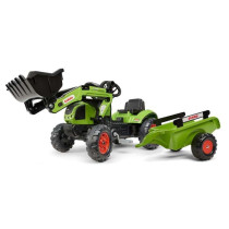 CLAAS Arion 410 backhoe loader with trailer