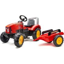 FALK - Supercharger red pedal tractor with opening hood and trailer in