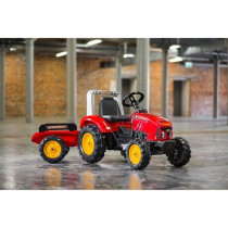 FALK - Supercharger red pedal tractor with opening hood and trailer in