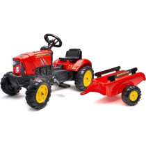 FALK - Supercharger red pedal tractor with opening hood and trailer
