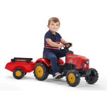 FALK - Supercharger red pedal tractor with opening hood and trailer