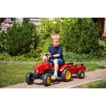 FALK - Supercharger red pedal tractor with opening hood and trailer