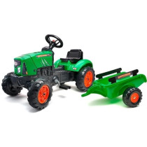 FALK - Supercharger red pedal tractor with opening hood and trailer