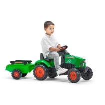 FALK - Supercharger red pedal tractor with opening hood and trailer
