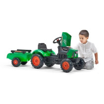 FALK - Supercharger red pedal tractor with opening hood and trailer