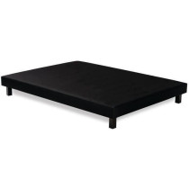 Sommier tapissier a lattes 140 x 190 cm - Bois massif noir + Pieds - D