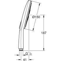 Grohe Vitalio Smartactive Shower Pommeau 150, 3 Jets, 150mm diameter,