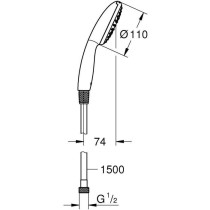 Flexible set and 1 jet shower head (Rain) - GROHE Vitalio Start 110 26