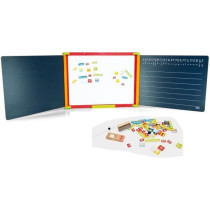 Triptych wooden table 3 faces (1 magnetic and 2 chalk)
