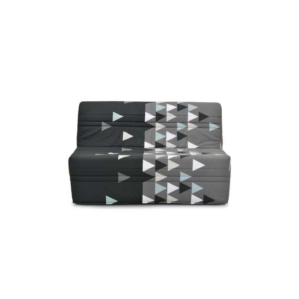 Banquette-lit BZ - Joe - Tissu Gris et noir - 2 places - L143 x P97 x