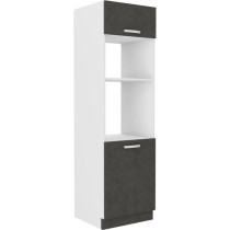 Meuble colonne four 2 portes battantes - Gris - L 60 x P 57 x H 210 cm