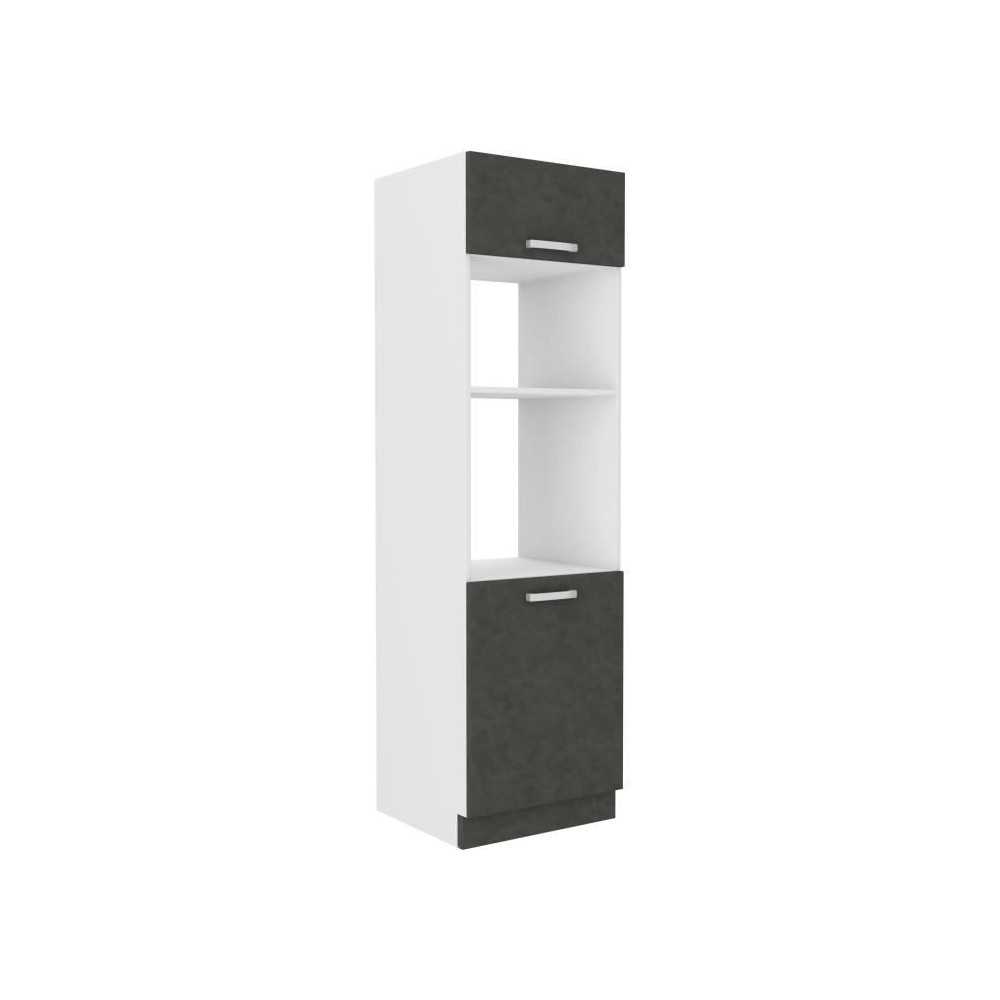 Meuble colonne four 2 portes battantes - Gris - L 60 x P 57 x H 210 cm
