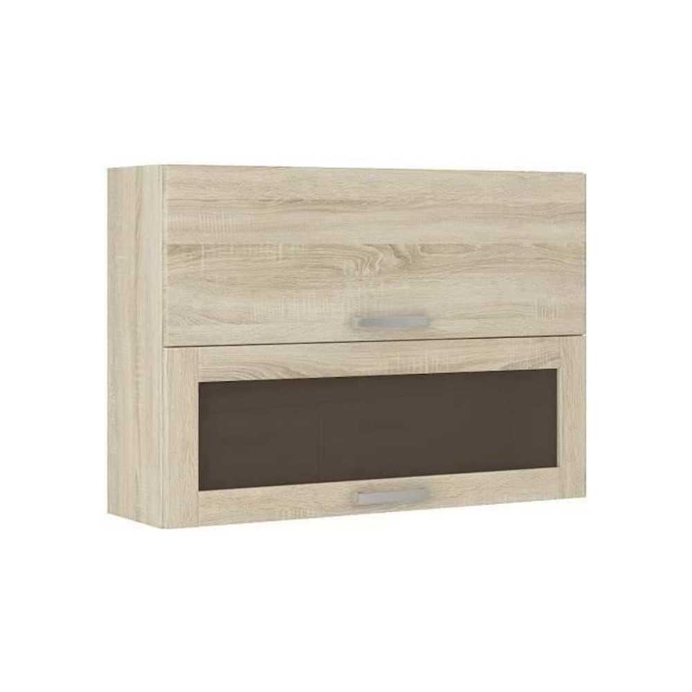 High glass cabinet 2 tilting doors - L 80 x D 31.6 x H 72 - Sonoma - l
