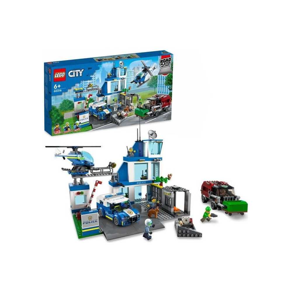 LEGO 60316 City Police Station, Toy Car, Garbage Truck and Helicopter