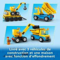 Lego City 60391 Site trucks and the crane has demolition ball, constru