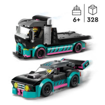 LEGO 60406 City Race Car and Car Transport Truck, Toy with Vehicle, Dr