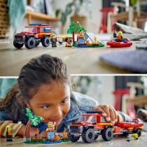LEGO 60412 City 4x4 Fire Truck and Lifeboat, Toy with Boat, Trailer an