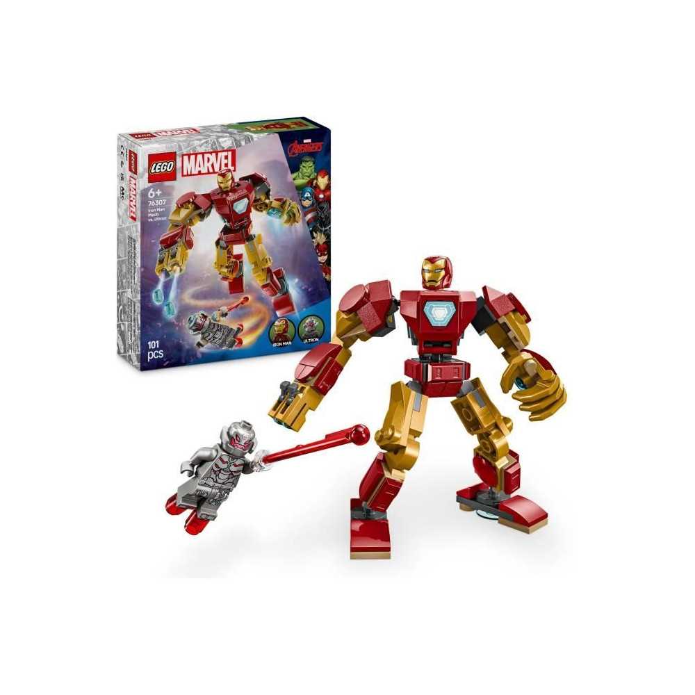 LEGO Marvel 76307 Iron Man Mech vs. Ultron - Super Hero Toy for Ages 6