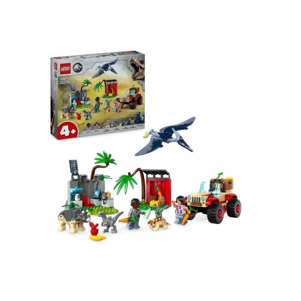 LEGO 76963 Jurassic World Baby Dinosaur Rescue Center, Toy with Tricer