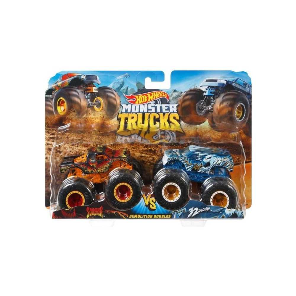 Hot Wheels - Set of 2 Monster Truck Double Demolition vehicles - Small