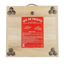 MECABOIS Complete Puck Game - 12 flat throwing and wooden board (Breto