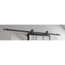OPTIMUM Kit porte coulissante ATELIER noir + rail apparent - 204 x 93