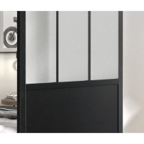 OPTIMUM Kit porte coulissante ATELIER noir + rail apparent - 204 x 93